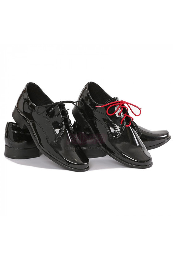 Buty komunijne dla chłopca czarne lakierki MIKO OM18