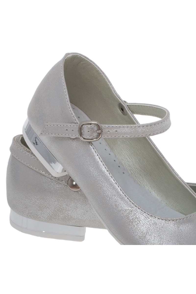 Buty dla dziewczynki srebrne baleriny MIKO OM60