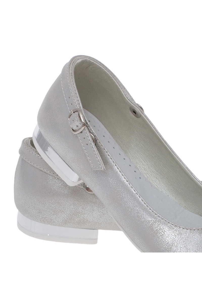 Buty dla dziewczynki srebrne baleriny MIKO OM60