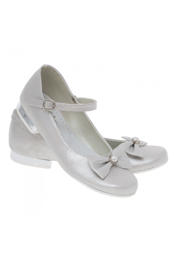 Buty dla dziewczynki srebrne baleriny MIKO OM61