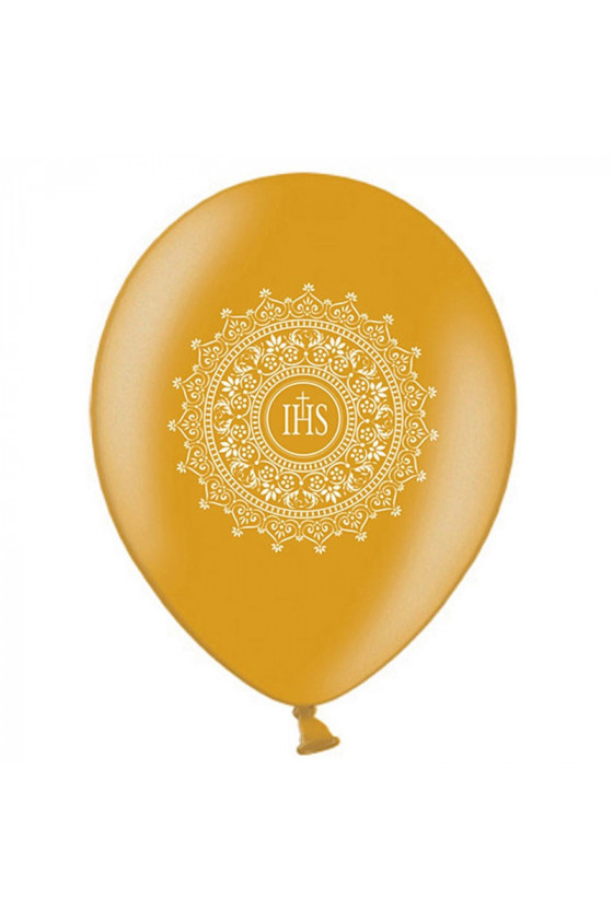 Balony komunijne z ornamentem IHS kolor złoty BAL110-019 10sztuk