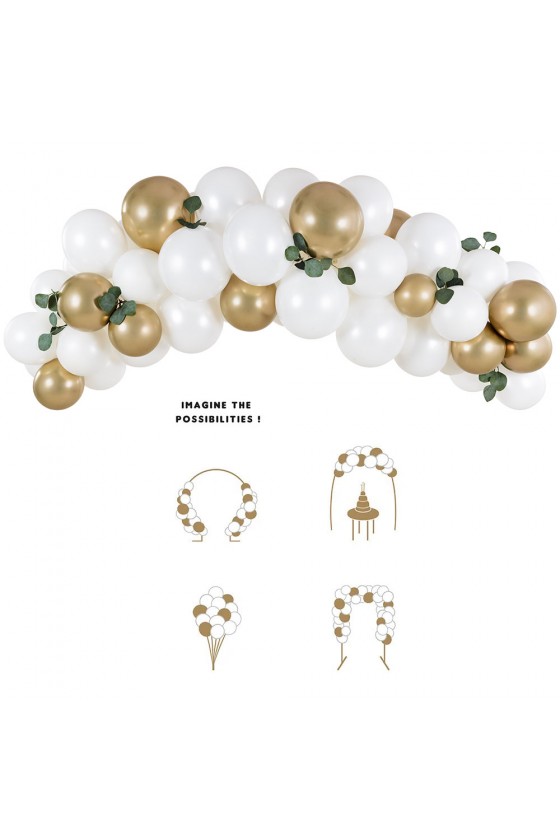 Girlanda balonowa biało złota 200cm 1op. 60 sztuk GBN6