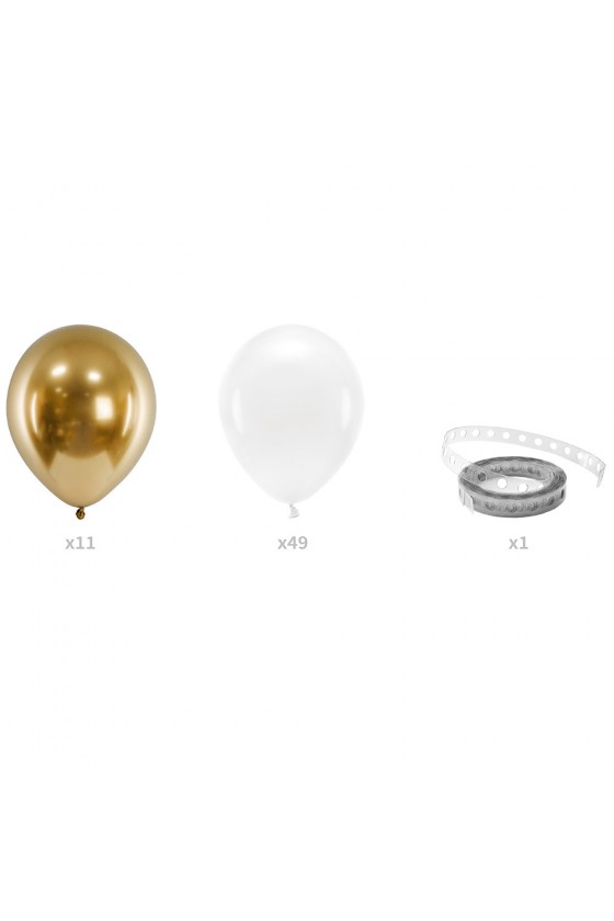 Girlanda balonowa biało złota 200cm 1op. 60 sztuk GBN6