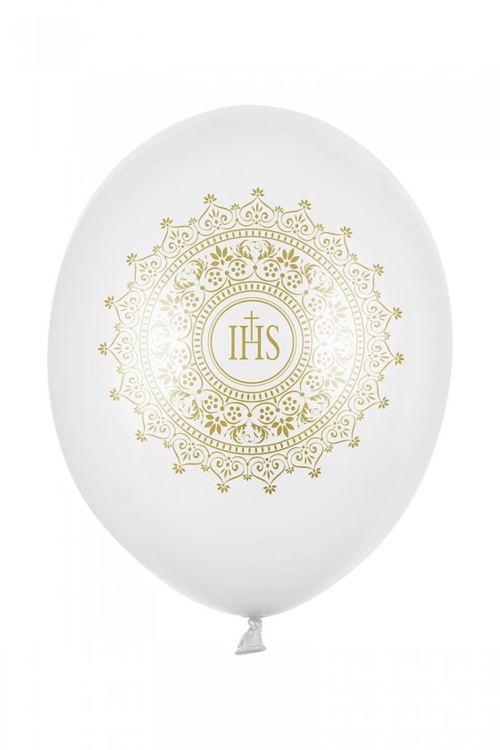 Balon komunijny perłowy z ornamentem IHS BAL110/ 10sztuk