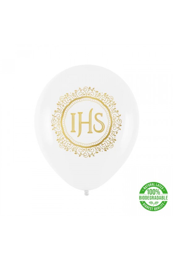balony komunijne złoty IHS 30cm 10szt 128879