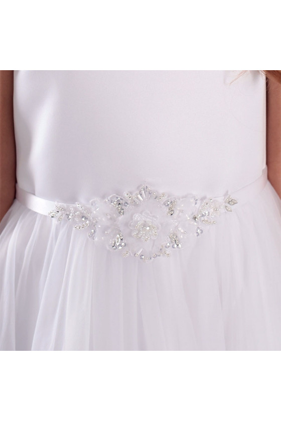 Sukienka komunijna z satyny z tiulem model Sara