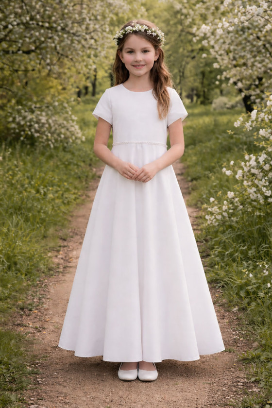 Sukienka komunijna satyna i kryształki model Risi