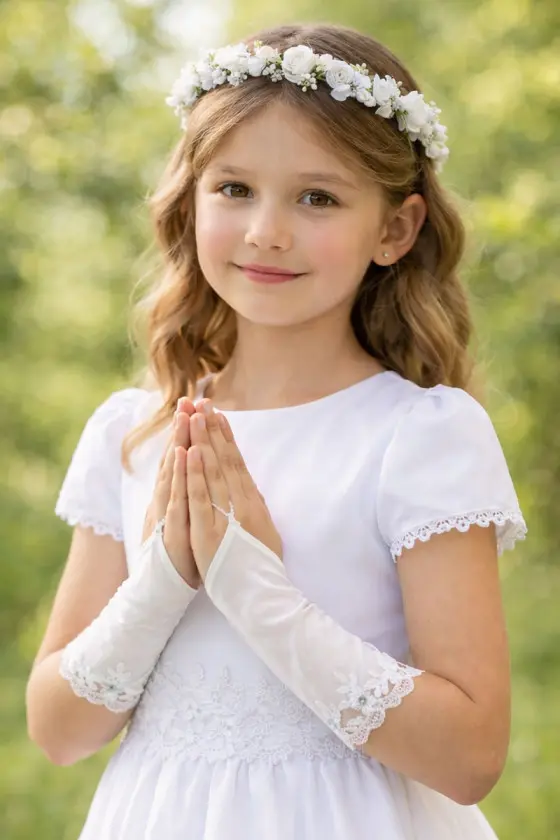 Rękawiczki komunijne do Pierwszej Komunii Świętej RKC70