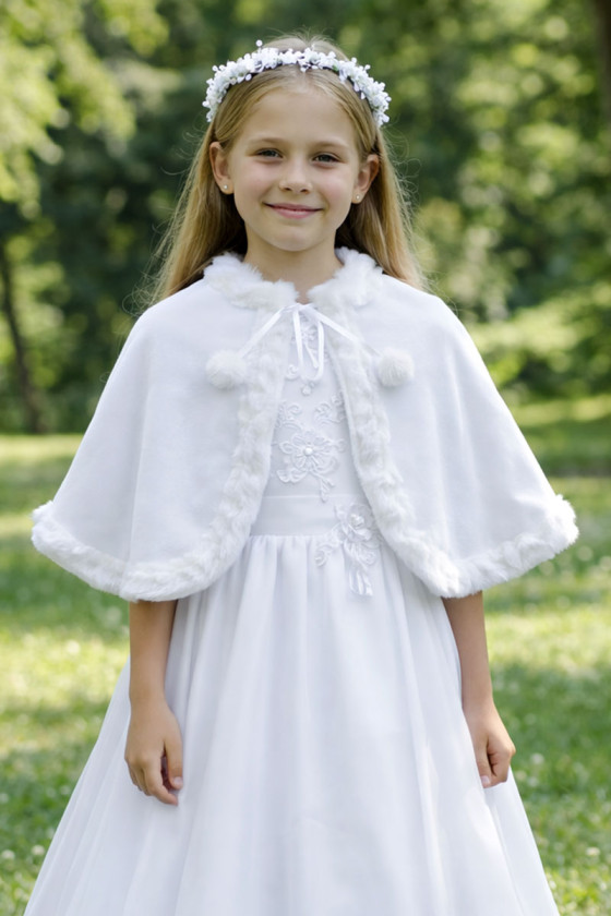 Pelerynka do Komunii Świętej polarowa obszyta norką PKC06