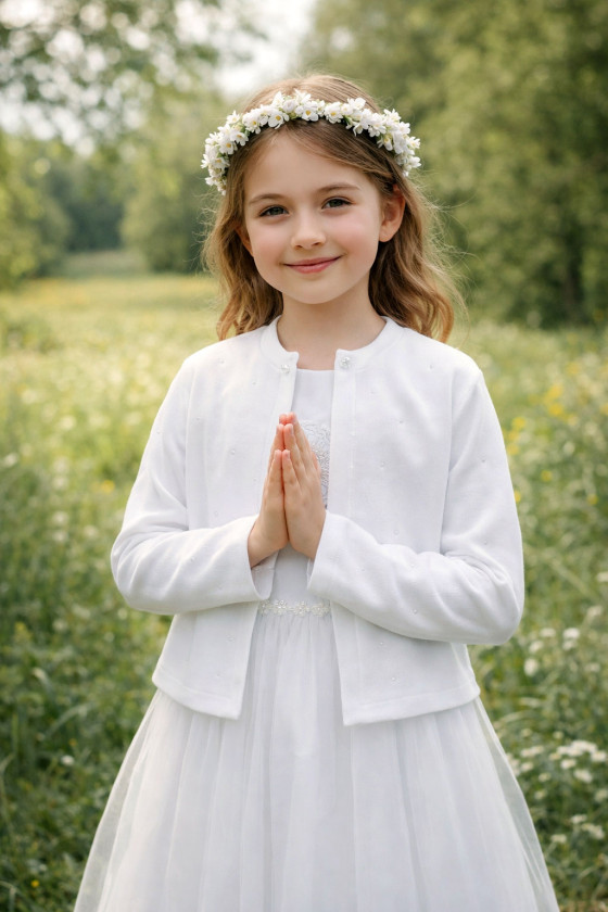 Biały sweter dla dziewczynki PK10