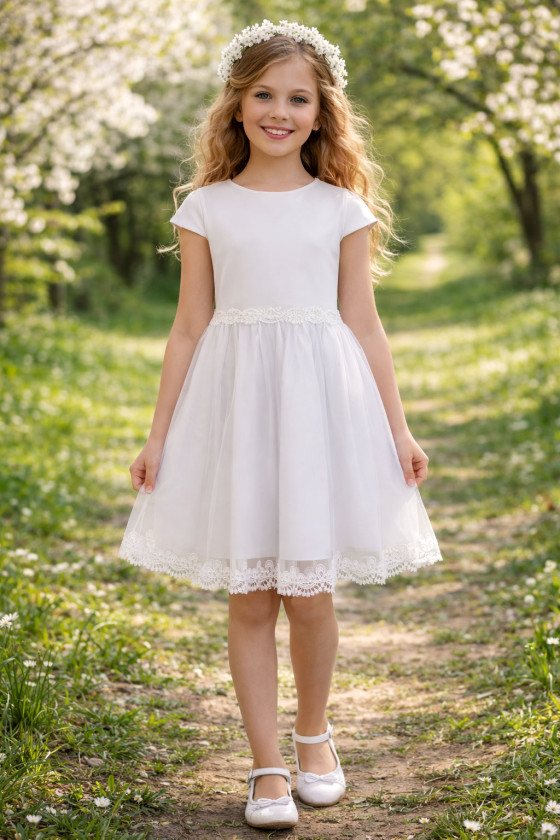 Sukienka komunijna wizytowa dla dziewczynki na przebranie biała...