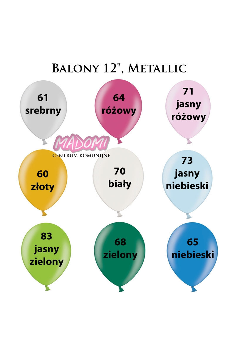 Balony kolorowe metalik 12" 10szt.